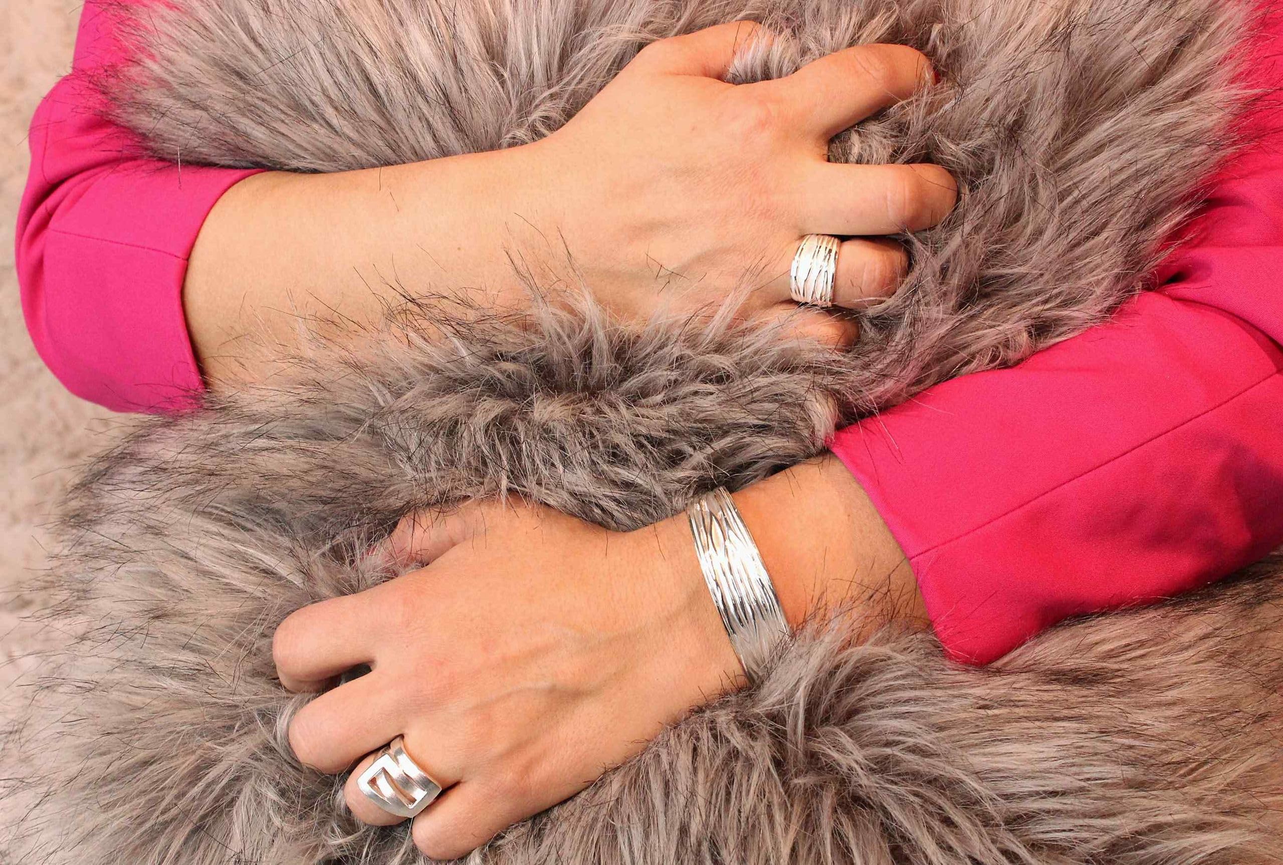 925 Sterling Silver Women's Ring - Folded Waves Design, Sand Blasted & Polished SILBERMOOS Jewelry | Perfect for Everyday Wear, Gifts & Special Occasions