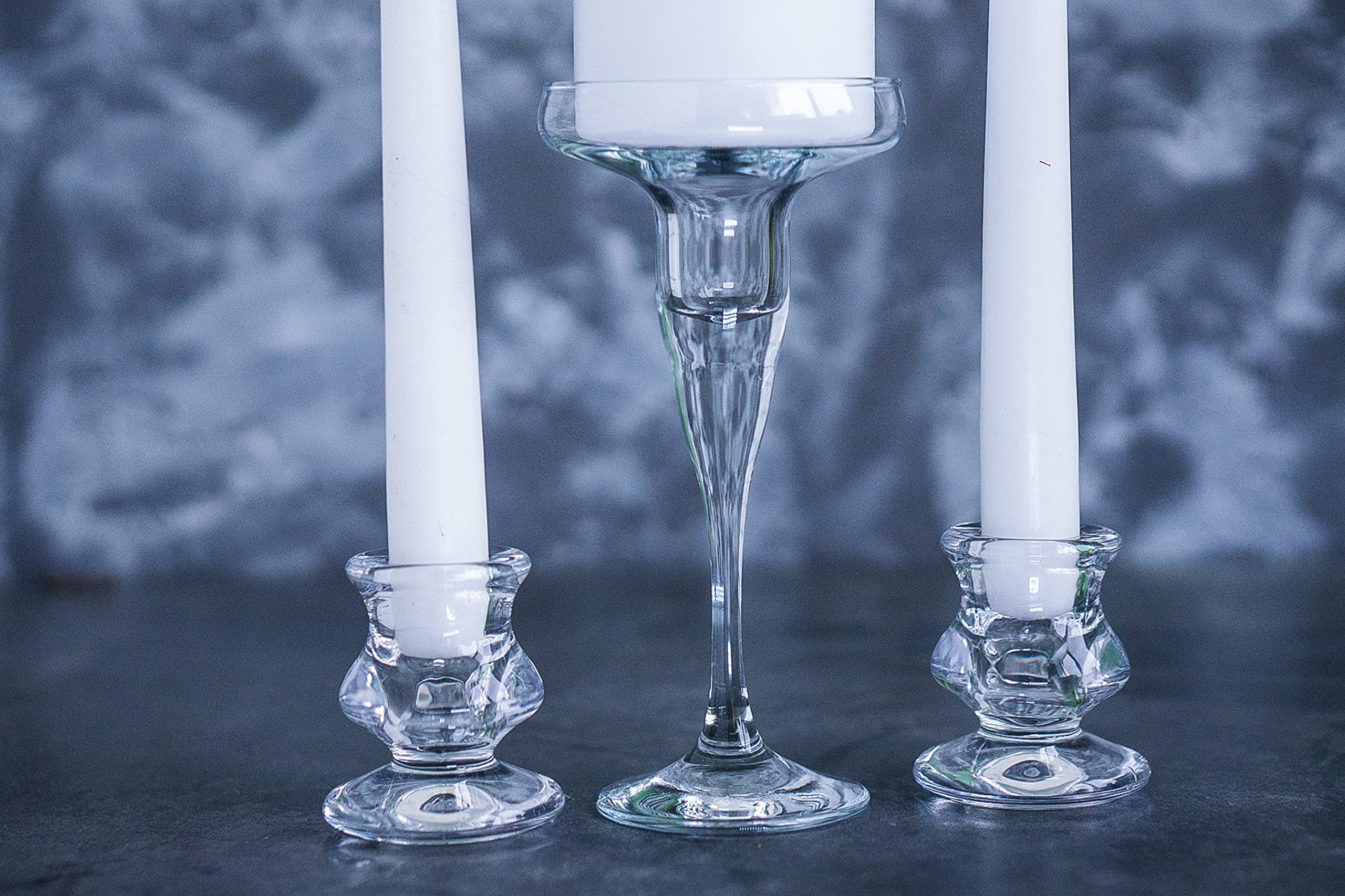 Elegant Unity Candle Holder Set for Wedding Ceremony - Glass Taper & Pillar Candle Holders - Custom Wedding Decor for Unity Ceremony & Romantic Home Decor