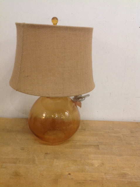 24 Amber Glass Lamp - Vintage Style Table Lamp for Bedroom, Living Room & Office - Warm Ambient Lighting for Home Decor & Relaxation