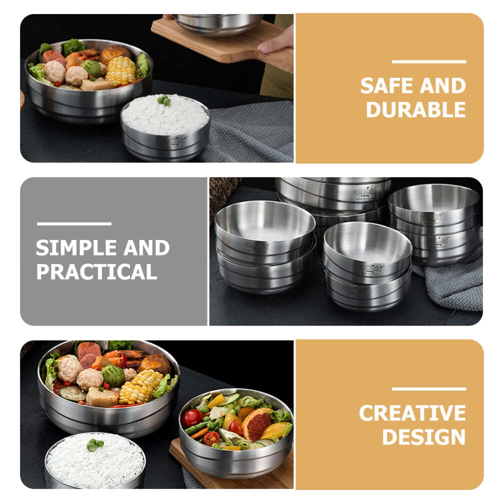 Premium Stainless Steel Double-Layer Soup Bowl - Insulated Food Container for Hot & Cold Dishes - Durable Kitchen Tableware for Home, Office, Camping & Outdoor Use