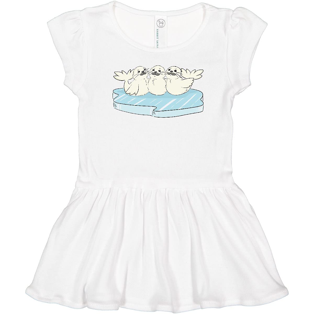 Inktastic Cute White Harp Seals on Ice Toddler Dress - Adorable Baby Girl Outfit for Winter, Holidays & Photo Shoots