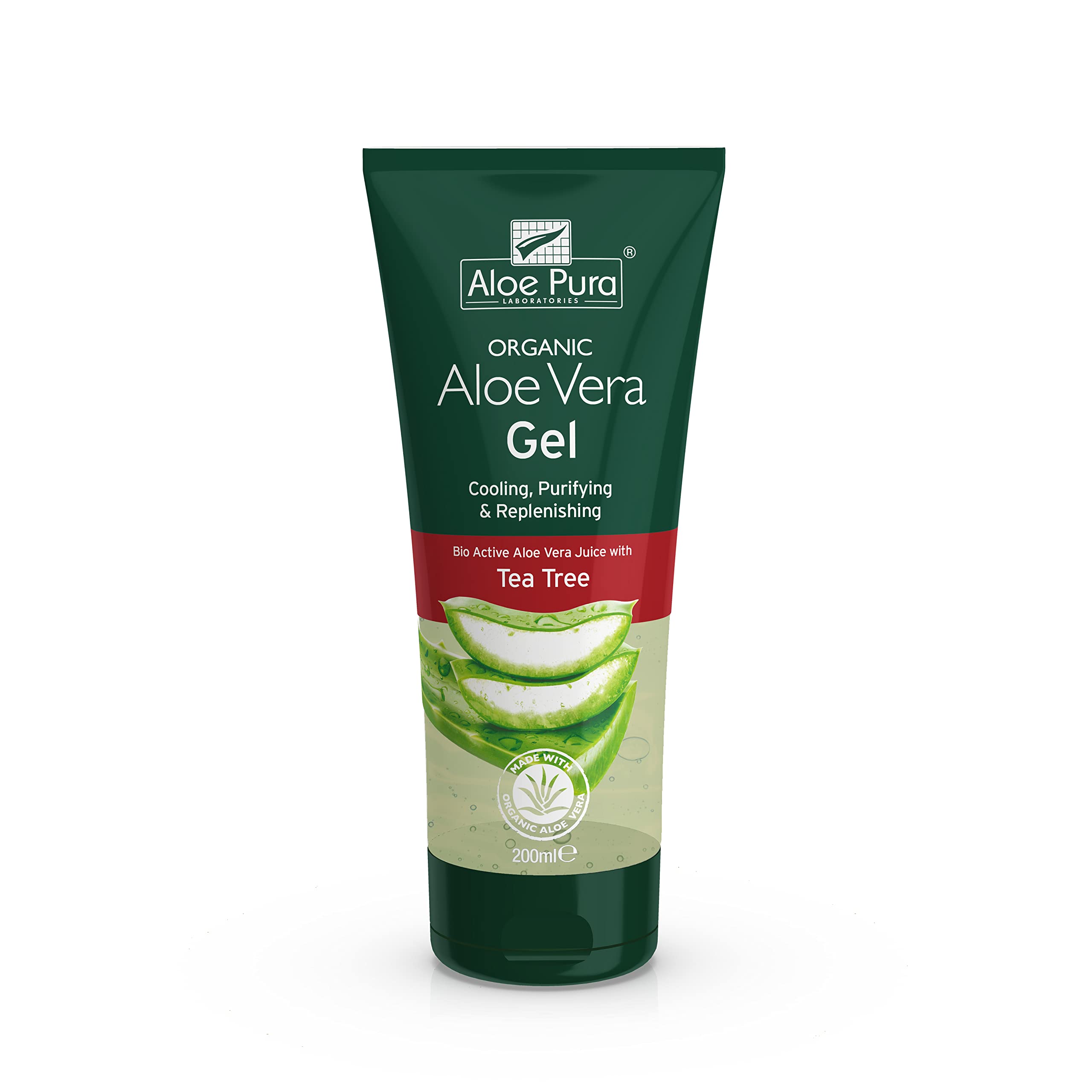 Optima Pure Aloe Vera & Tea Tree Oil Gel 200ml - Soothing Skin Care for Sunburn, Acne & Dry Skin Relief