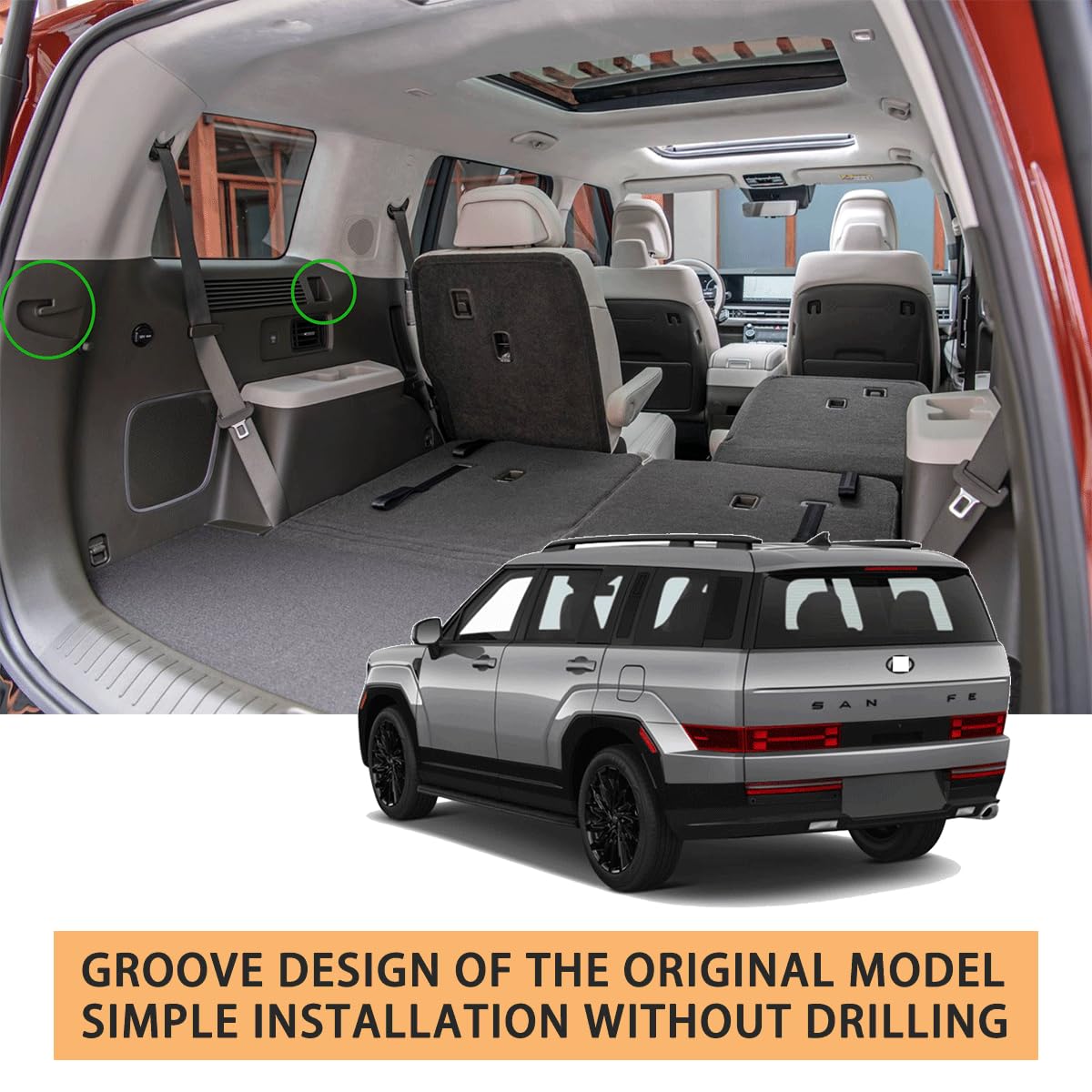 2024-2025 Hyundai Santa Fe Retractable Cargo Cover - Trunk Security Shade & Privacy Screen Protector | Perfect for Road Trips, Grocery Hauling & Vehicle Protection