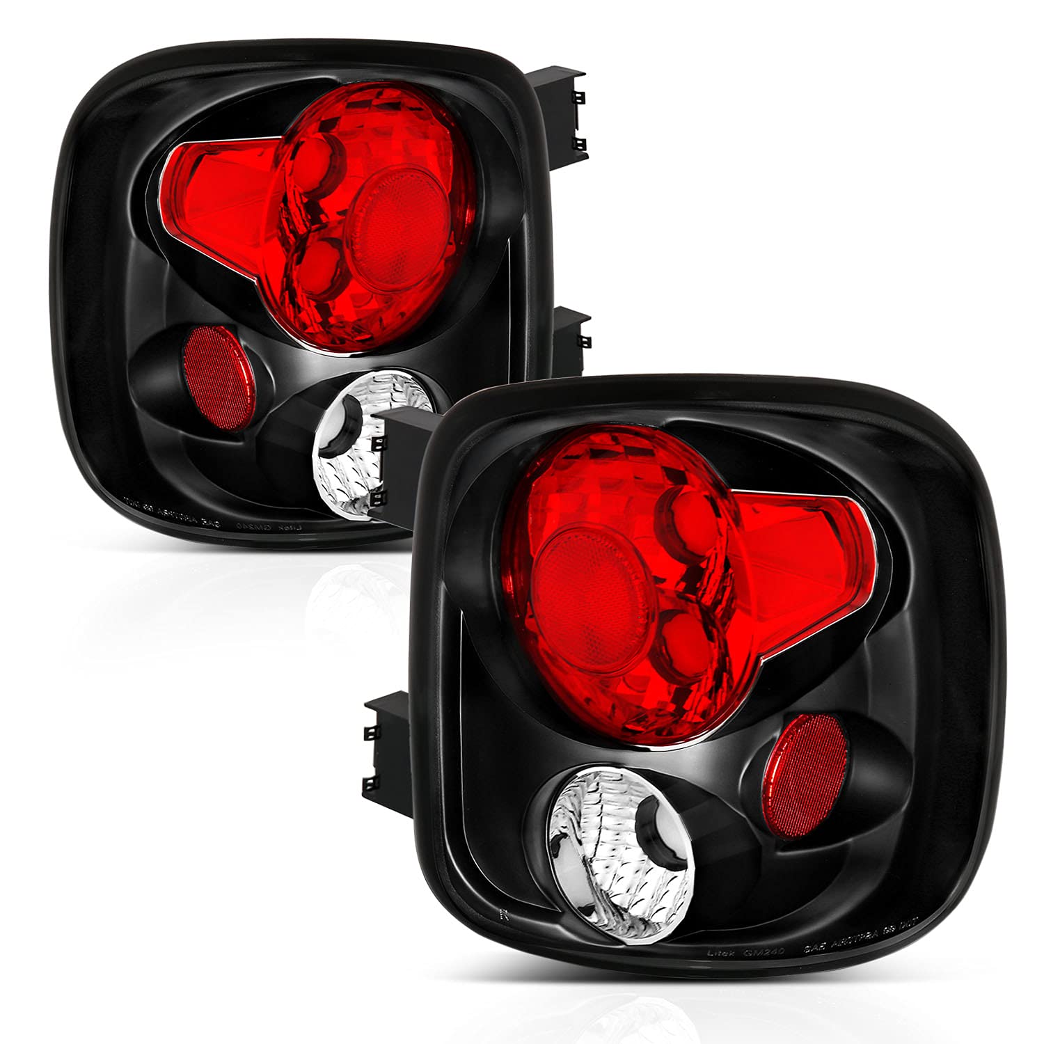 AmeriLite Black Replacement Brake Tail Lights for Chevy Silverado & GMC Sierra - Left & Right Side - Durable LED Tail Lights for Trucks, Perfect for Night Driving and Enhanced Safety