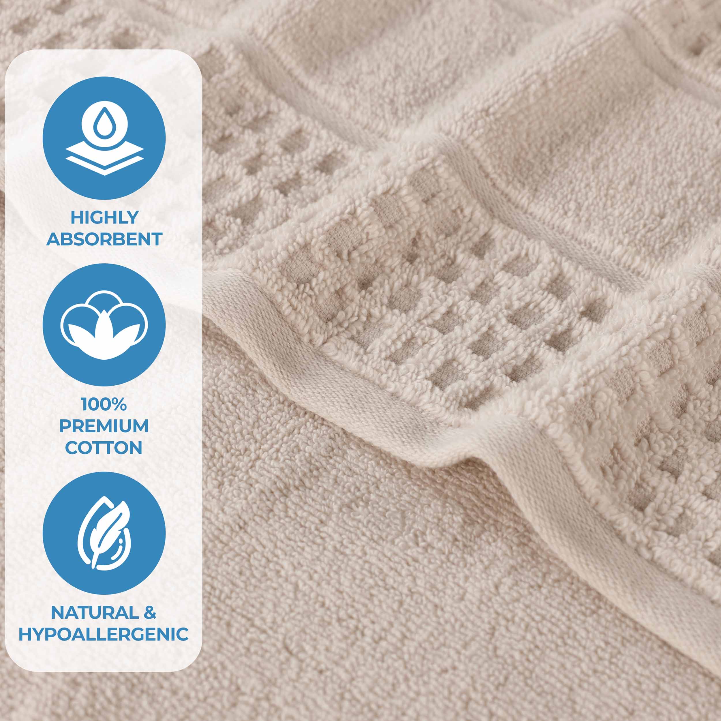 Premium Zero Twist Cotton Waffle Bath Towels - Ultra Soft & Absorbent Honeycomb Weave - Set of 3 for Spa, Bathroom & Beach Use