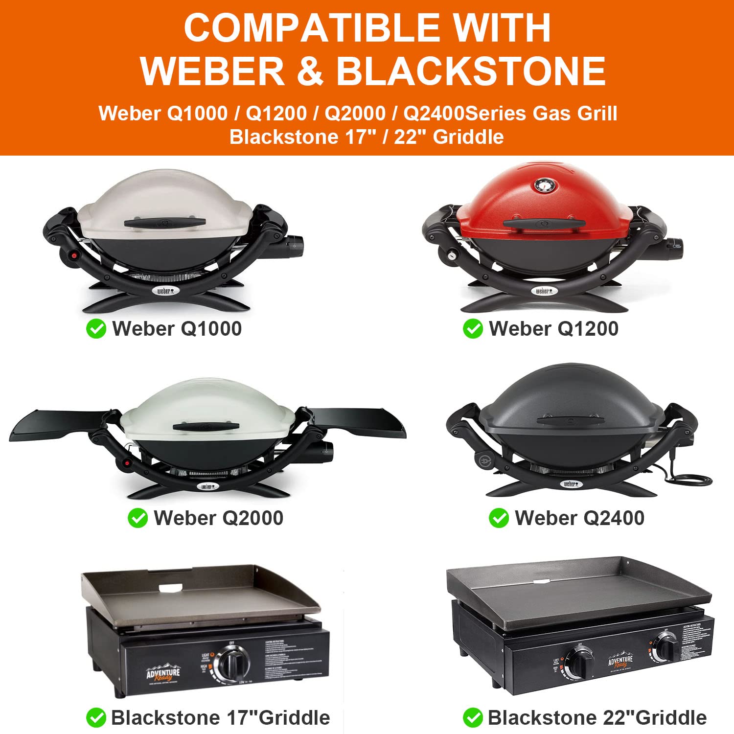 Heavy-Duty Portable Grill Cart for Weber Q1200 Q1000 Q2000 Q1400 - Collapsible BBQ Table with 2 Wheels for Outdoor Cooking, Camping, Tailgating & Backyard Dining (Black)