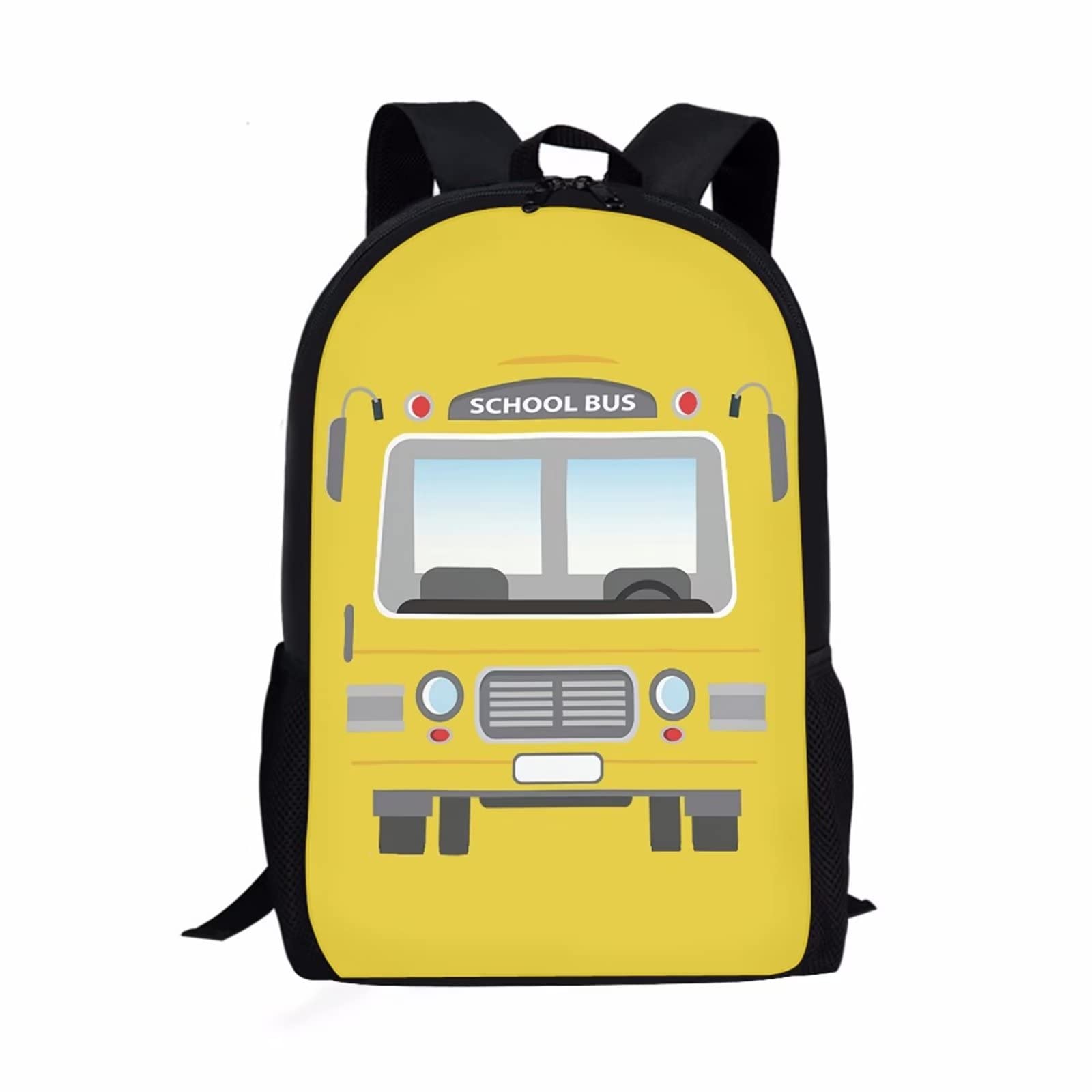 Suobstales Kids School Backpack - 17 Inch School Bus Print Bookbag for Boys & Girls, Durable Daypack & Laptop Backpack for Travel, School & Daily Use