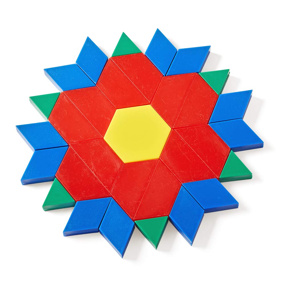 hand2mind Plastic Pattern Blocks for Kids - 1,250-Piece Montessori Geometric Shapes Set for Kindergarten, Symmetry & Pattern Recognition - Perfect for Classroom Learning, Homeschooling & STEM Activities