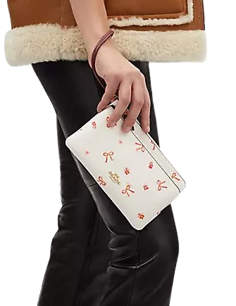 Coach Double Zip Wallet with Bow Print - Stylish Leather Wallet for Women | Perfect for Everyday Use, Travel & Gifting