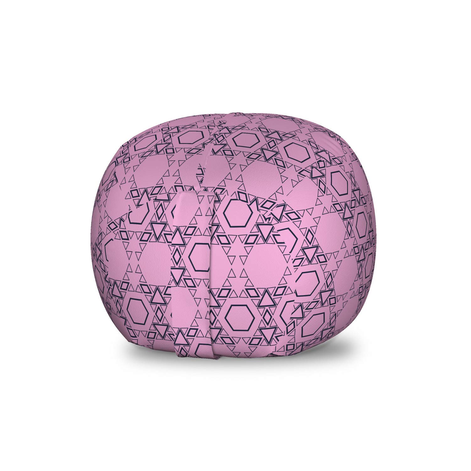 Ambesonne Geometric Storage Toy Bag Chair - Abstract Hexagon & Triangle Pattern, Washable Stuffed Animal Organizer, Small Size in Pale Pink Indigo - Perfect for Kids' Room, Nursery & Playroom Organization