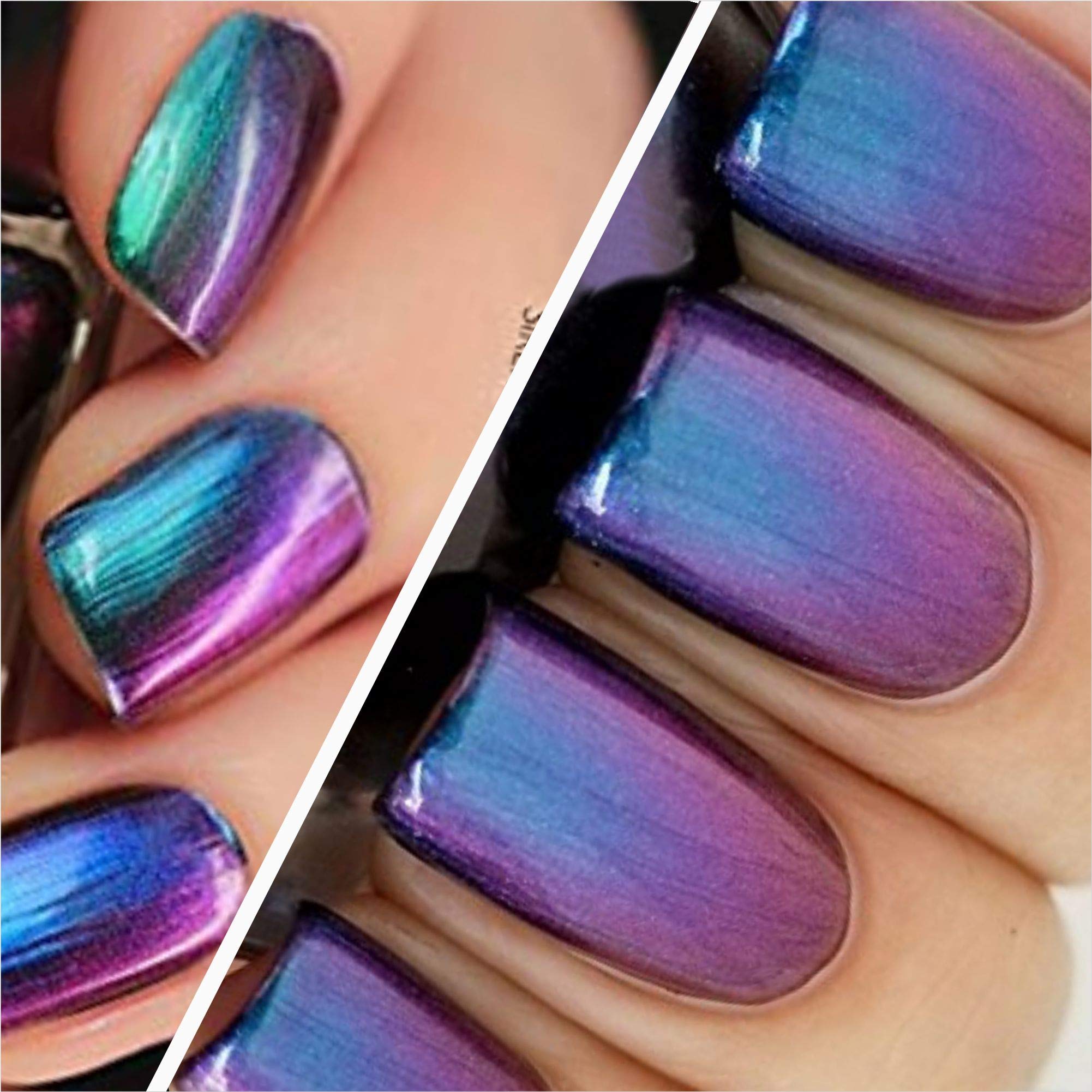 Elfani Multichrome Nail Polish - Flickering Gold & Egyptian Blue for Party & Night Out