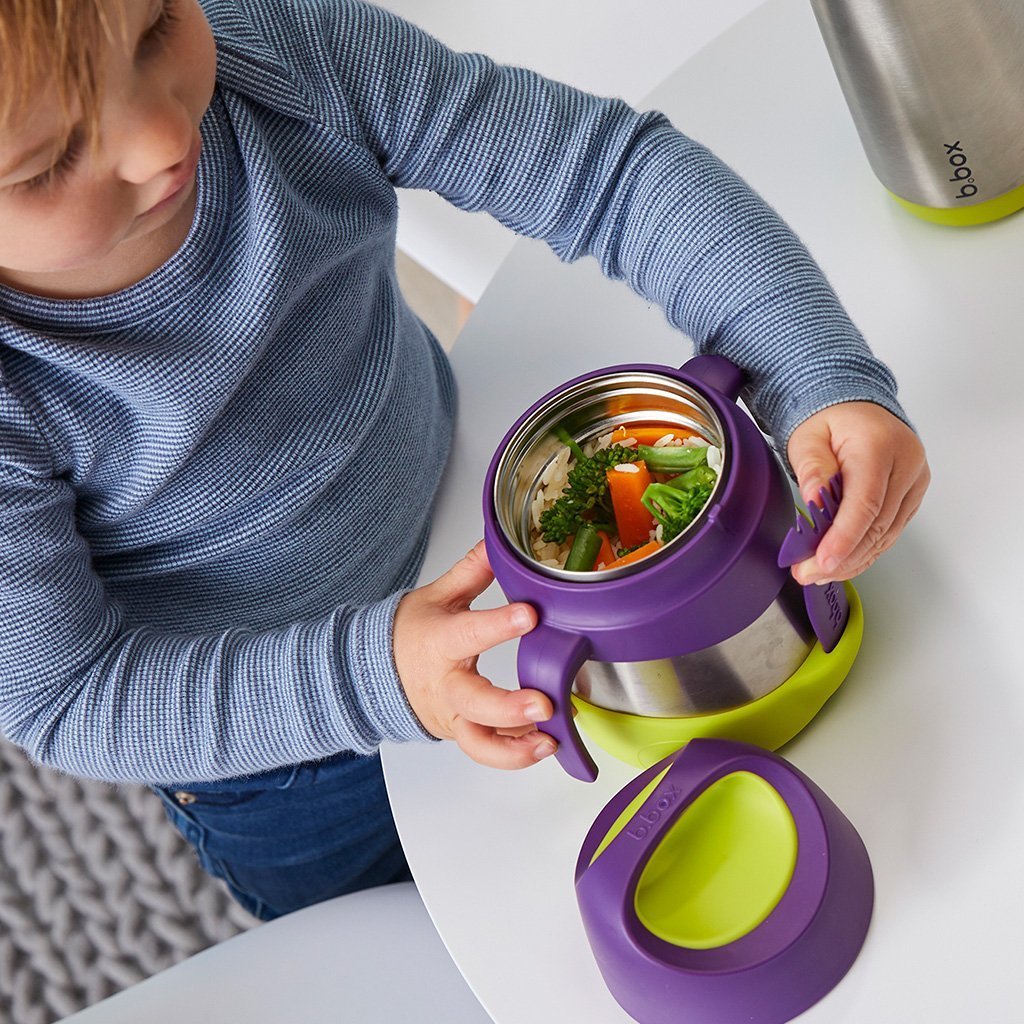 b.box Insulated Food Jar - 12oz Stainless Steel Thermal Lunch Container for Kids & Adults, Leak-Proof & BPA-Free - Perfect for School, Work, Picnics & Travel (Emerald Forest)