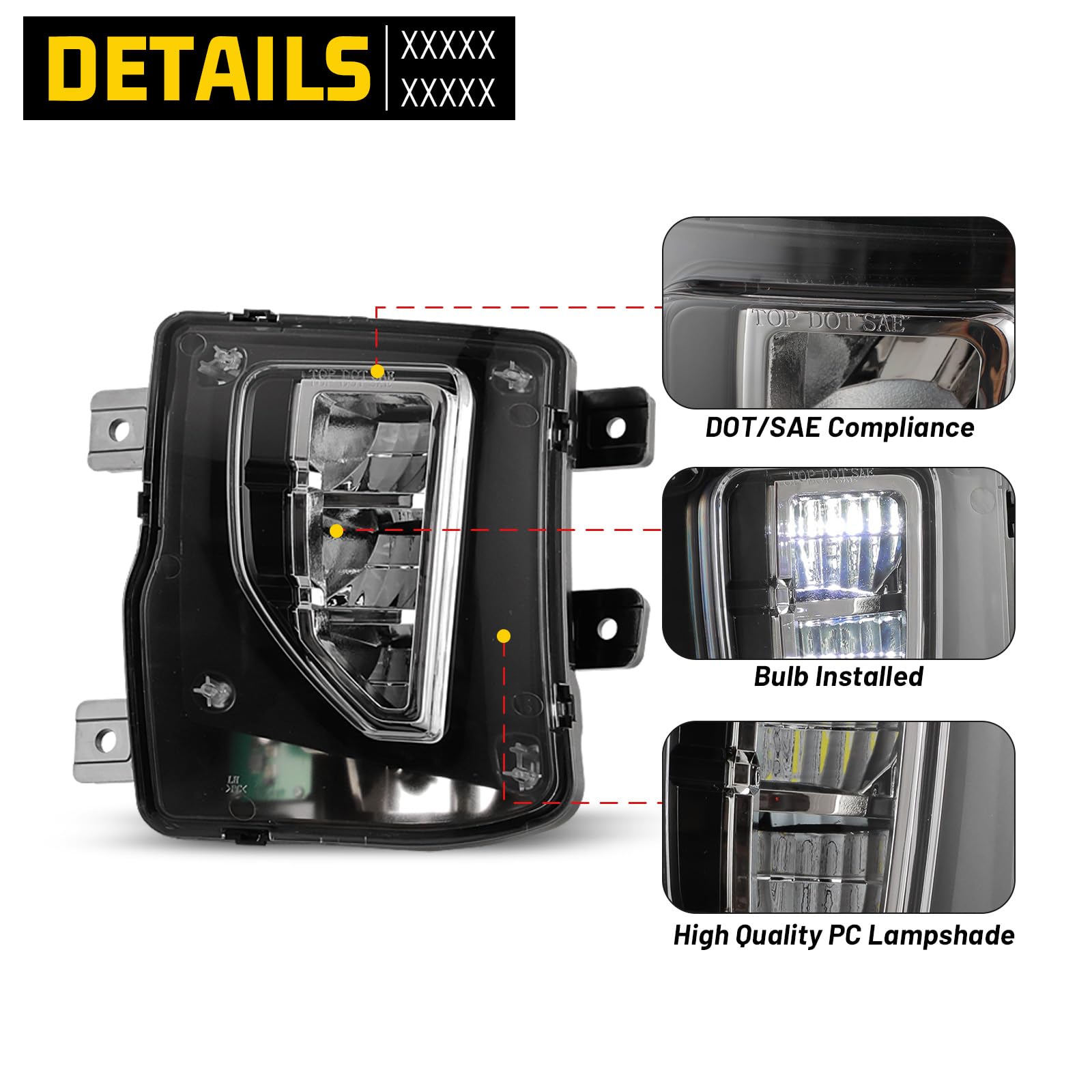 2016-2018 Chevrolet Silverado 1500 LED Fog Lights with Wiring Kit & Switch - Clear Lens Replacement Fog Lamps for Pickup Trucks - Perfect for Off-Roading, Night Driving & Enhanced Visibility in Foggy Conditions