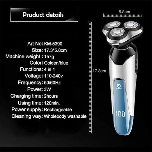 Electric Razor for Men - Waterproof Rotary Shaver with Beard Trimmer, Cordless USB Rechargeable, LED Display - Perfect for Travel, Gifts for Husband & Dad - Ideal for Home, Office and On-the-Go Shaving