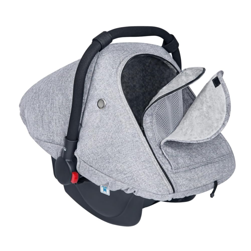 Fairy Baby Winter Car Seat Cover with Mesh Window - Warm & Cozy Infant Car Seat Protector, Waterproof Baby Car Seat Cover for Travel (Grey) - Perfect for Cold Weather & Road Trips