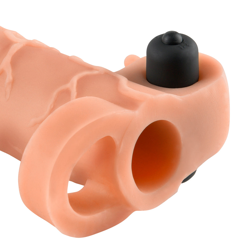 Fantasy X Tensions Realistic Vibrating Penis Extension Sleeve - Dual Pleasure Enhancer for Couples & Solo Play - Perfect for Spicing Up Intimacy & Enhancing Sensation in the Bedroom