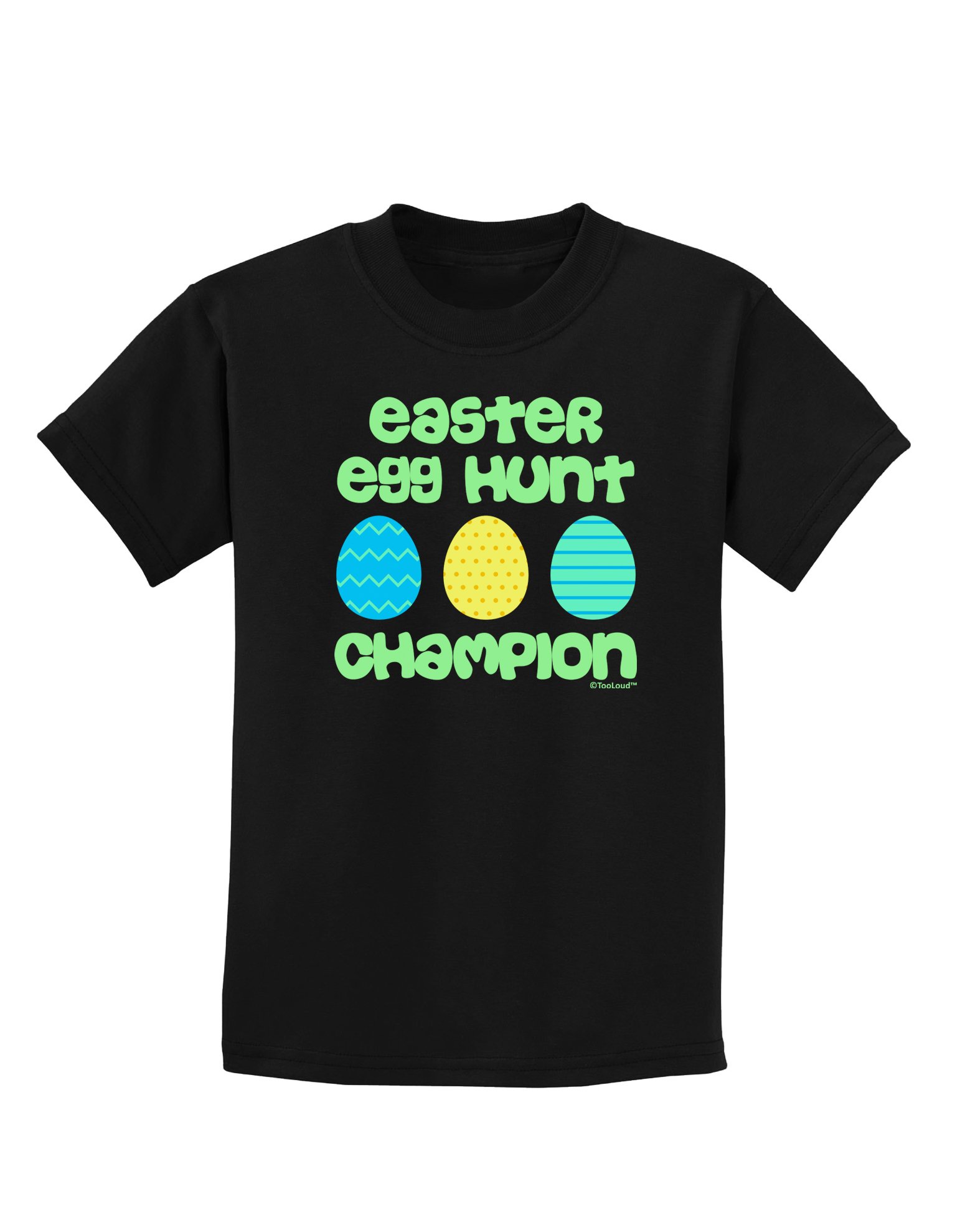 TOOLOUD Easter Egg Hunt Champion - Blue & Green Kids Dark T-Shirt for Easter Party & Spring Festivals