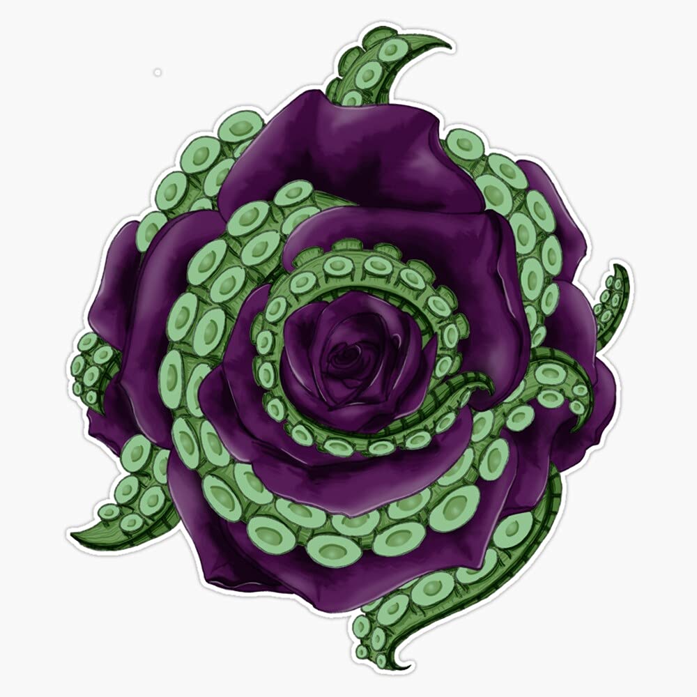Cthulhu Rose Vinyl Sticker - Waterproof Decal for Laptop, Car Bumper, Window (5 Inch) - Perfect for Gothic Decor, Laptop Customization & Car Accessories