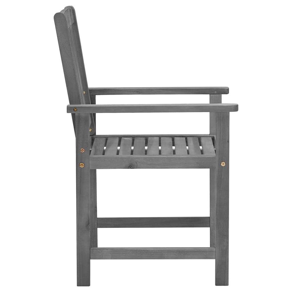 2-Pack Gray Acacia Wood Director's Chairs with Cushions - Sturdy Outdoor Patio Furniture for Deck, Beach, Poolside & Indoor Use - Perfect for Dining, Lounging & Relaxing