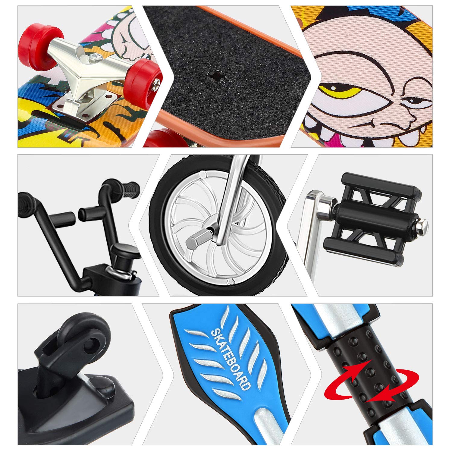 31-Piece Mini Finger Toys Set - Finger Skateboards, Mini Bikes & Tiny Swing Board with Replacement Wheels & Tools - Fingertip Movement Party Favors for Kids Ages 6+ - Perfect for Birthday Gifts, Classroom Rewards & Stress Relief Play