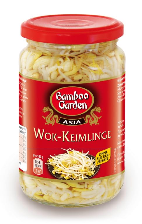 Organic Bamboo Garden Bean Sprouts, 330g (180g Drained Weight) - Fresh & Crispy for Stir-Fries, Salads & Asian Cooking - Premium Quality Sprouted Mung Beans