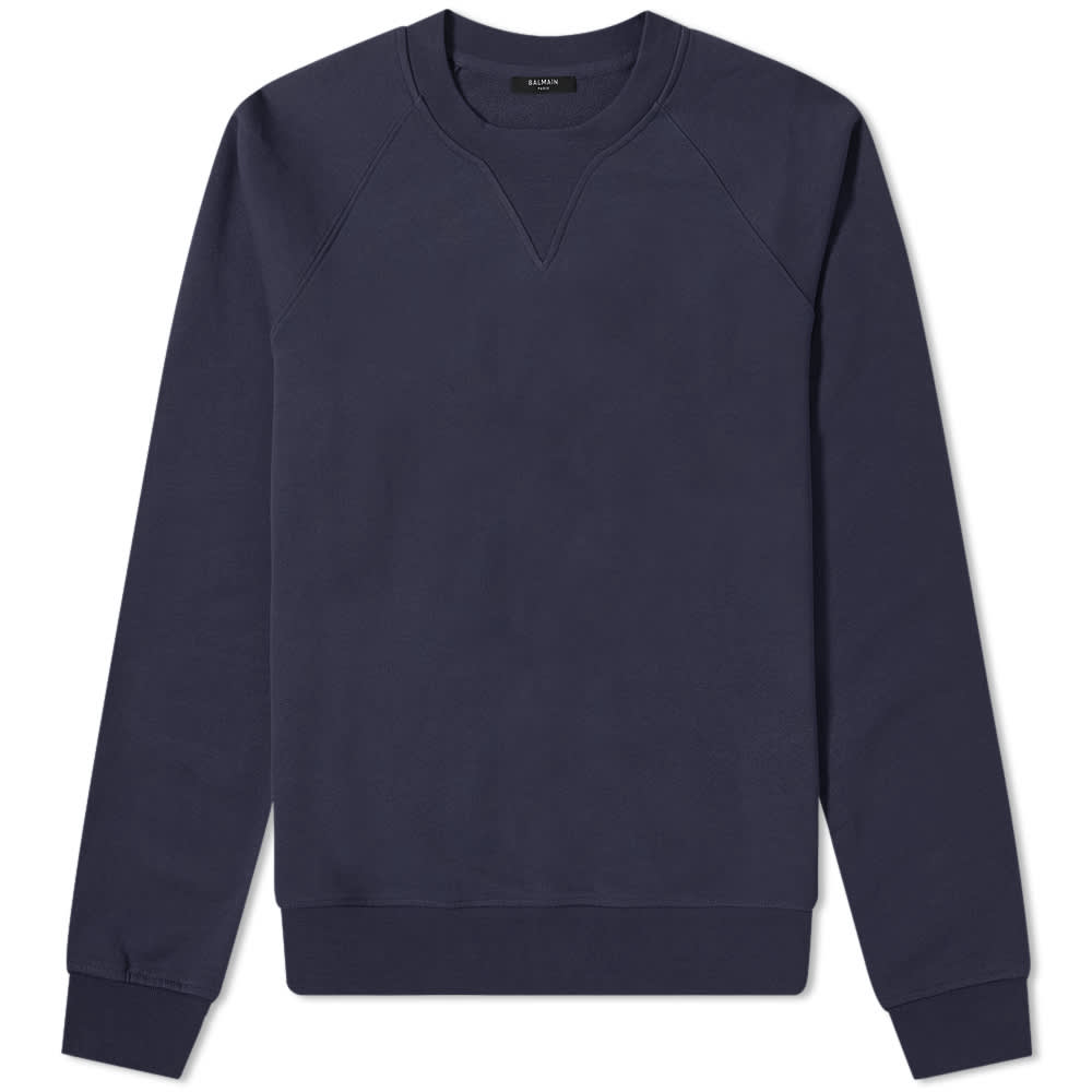 Balmain Navy Blue Embroidered Logo Sweatshirt for Men - Luxury Casual Pullover for Streetwear & Night Out Fashion
