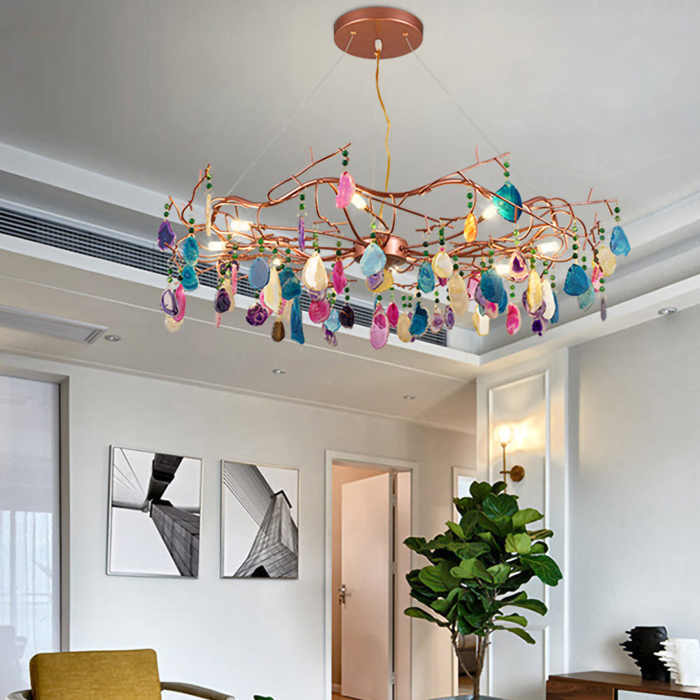 Luxury Agate Crystal Chandelier - Handcrafted Modern Ceiling Light Fixture for Dining Room, Living Room, Foyer | Elegant Home Decor Lighting for Luxury Villas & Mansions