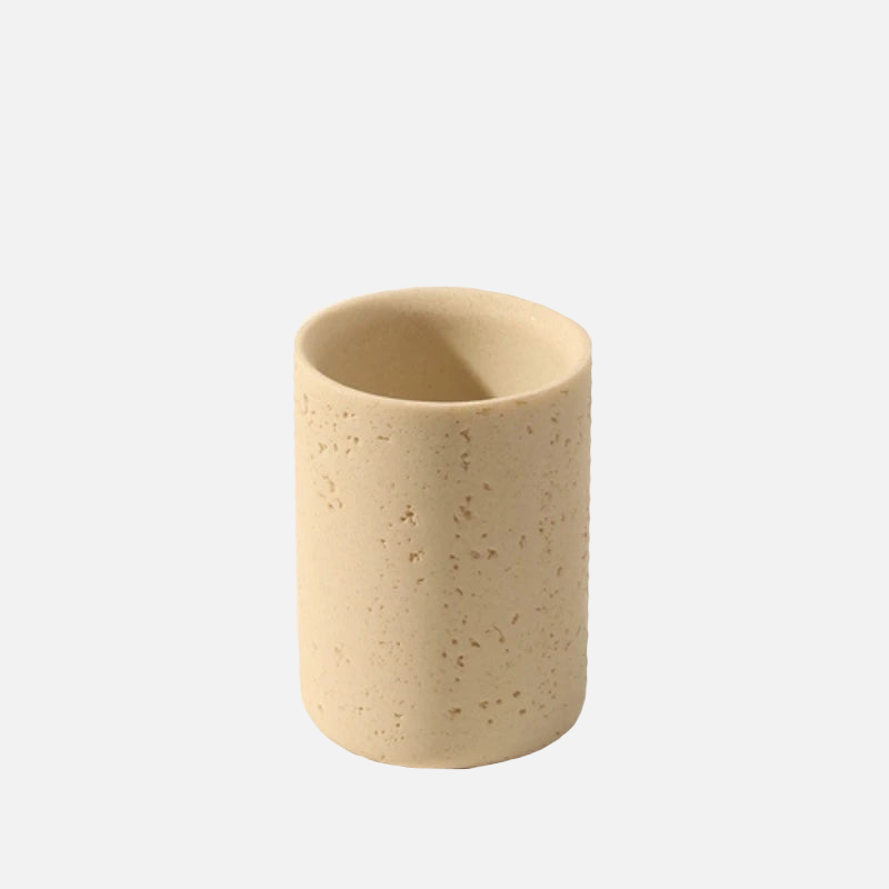 Natural Travertine Cave Stone Bathroom Accessories Set - Soap Dispenser, Toothbrush Holder & Tumbler - Spa Style Home Decor for Modern Bathrooms, Luxury Hotel Style Upgrade