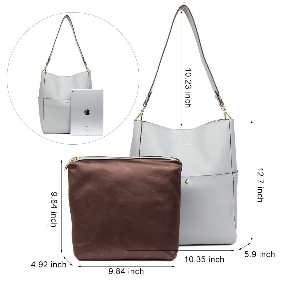 BOSTANTEN Genuine Leather Women's Designer Handbag - Stylish Tote, Shoulder & Bucket Purse with RFID Blocking Wallet (Large Capacity, Perfect for Work, Travel & Everyday Use)