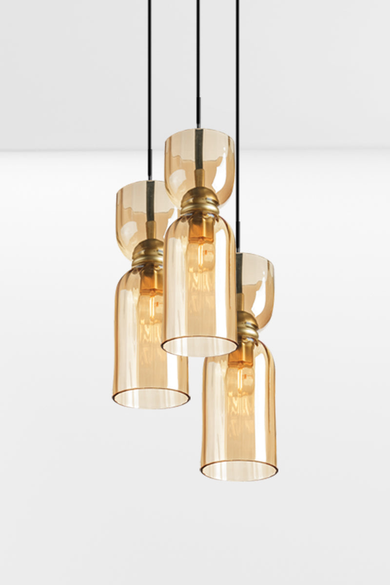 Brittany Pleat Glass Multi Light Pendant - Modern 5-Light Chandelier for Dining Room, Kitchen Island & Entryway Lighting | Elegant Frosted Glass Shade with Brass Finish