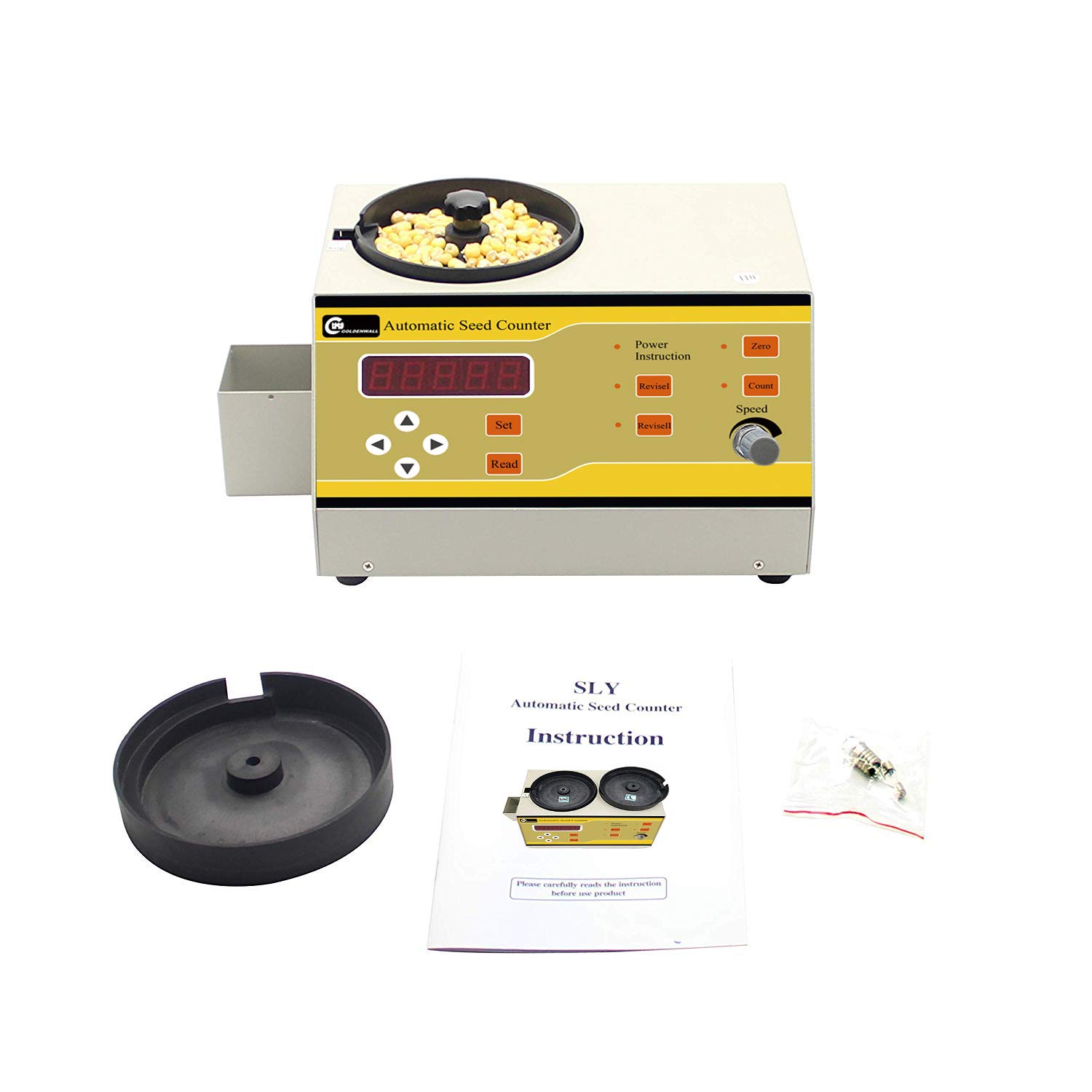 CGOLDENWALL Automatic Seed Counter Machine - Digital Microcomputer Counting Device for Grains, Beans & Irregular Seeds (Includes 2 Trays) | Perfect for Agriculture, Gardening & Seed Packaging Businesses