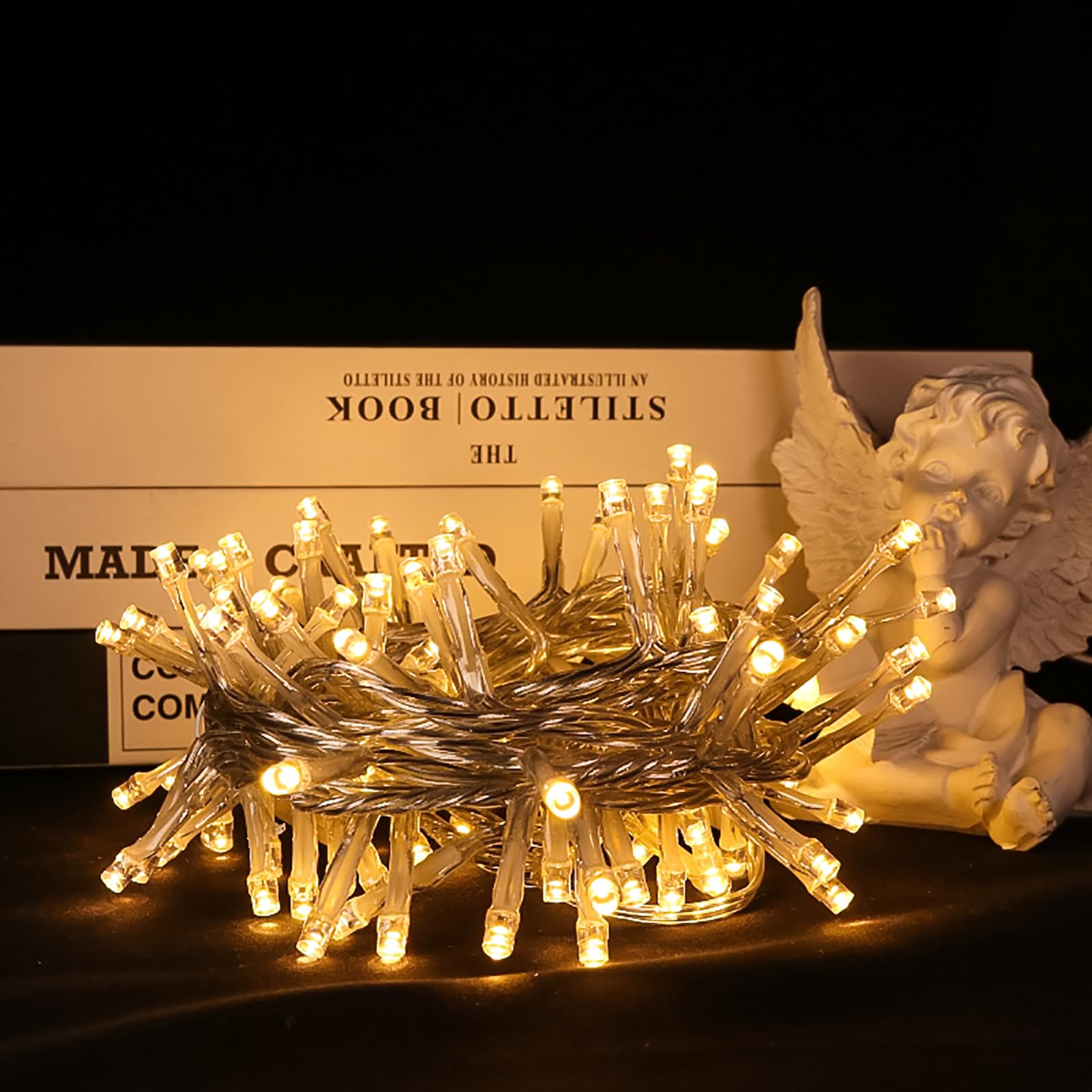 100 LED Warm White Christmas String Lights - Plug in Indoor/Outdoor Holiday Decor for Tree, Bedroom, Party & Wedding | 8 Modes with Memory Function | 8ft Clear Wire & Connectable Design | Perfect for Home, Garden, Patio & Holiday Events