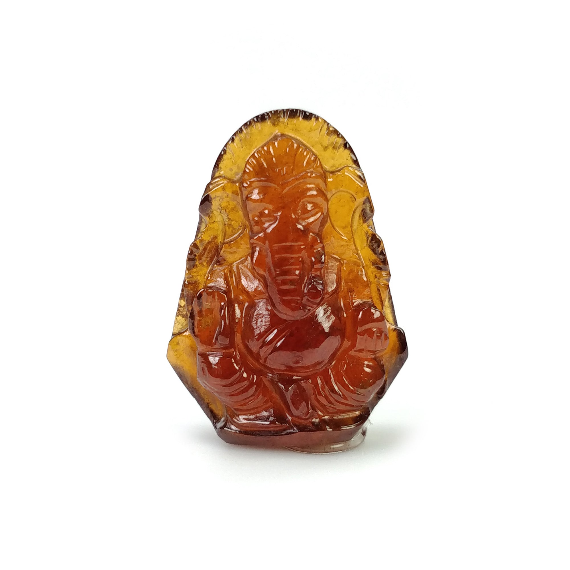 Natural Hessonite Garnet Gemstone Carving - 26.00cts Untreated Hand Carved Lord Ganesha Statue 25x18mm | Spiritual Gift, Meditation Altar Decor, Yoga Room Centerpiece (Includes Video)