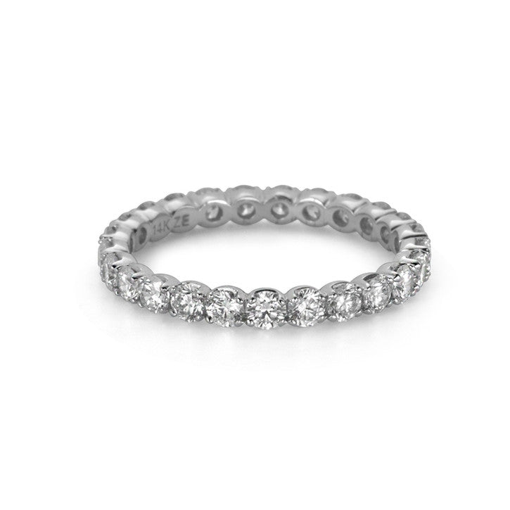 14K White Gold Diamond Eternity Ring for Women - Dainty Stackable Wedding Band, Anniversary Gift for Her - Perfect for Proposals, Engagements & Special Occasions