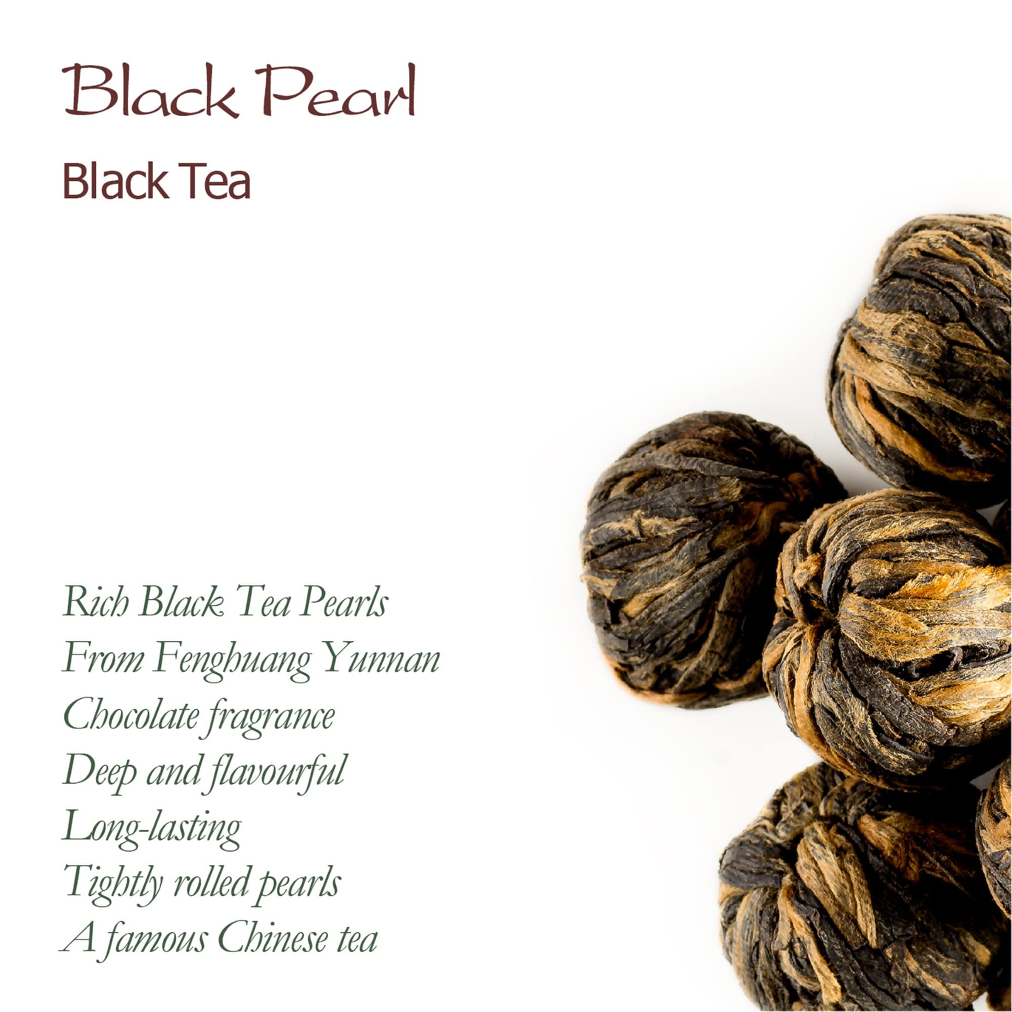 Premium Yunnan Black Dragon Pearls Tea - Strong & Malty - Perfect for Afternoon Tea