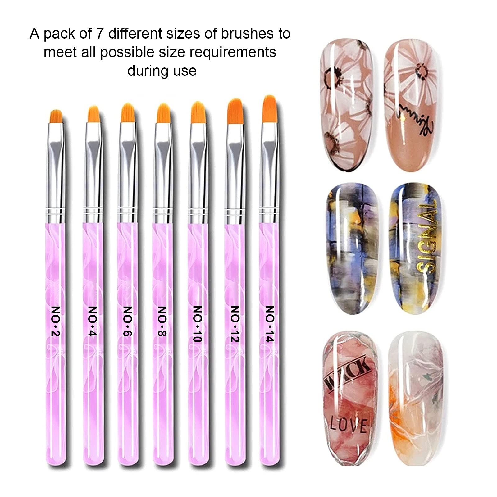 7Pcs Nail Art Brushes Set for UV Gel Nail Design - Includes Nail Art Brushes, Dotting Tools & Nail Stamping Templates for Professional Nail Extension & Decoration (Perfect for Salon, Home Manicure & DIY Nail Art)