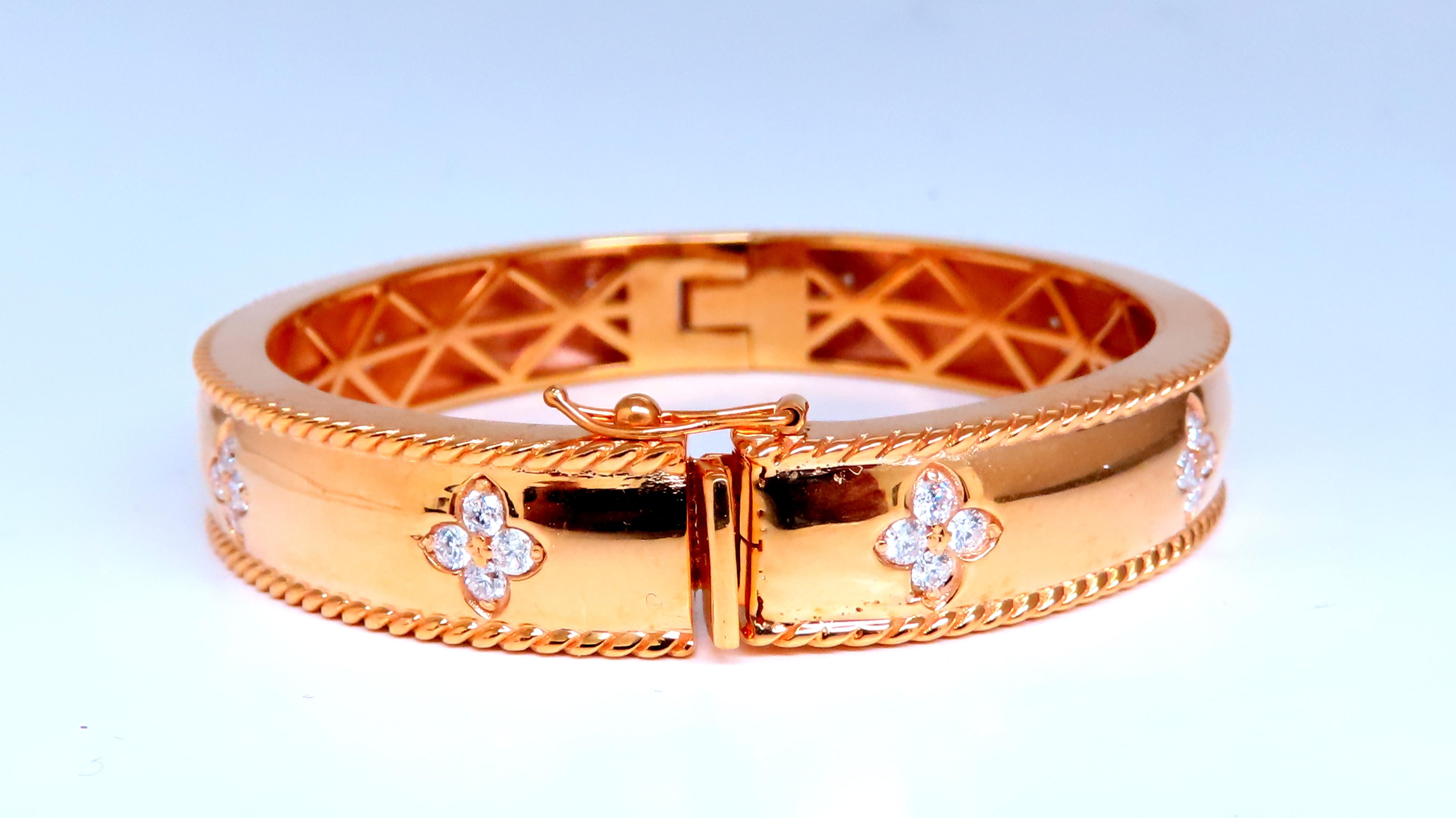 14kt Gold Clover Natural Diamond Bangle Bracelet for Women - Elegant Jewelry Gift for Anniversary, Wedding & Special Occasions