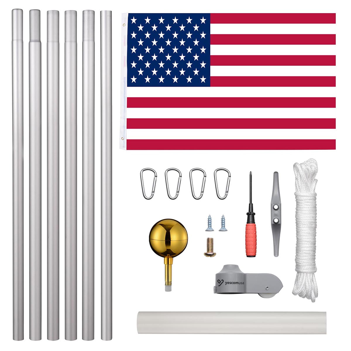 Heavy Duty Flagpole 13 Gauge - 20ft, 25ft, 30ft Outdoor Flag Pole for American Flags, Residential & Commercial Use - Perfect for Front Yard, Garden, Business Display & Patriotic Events