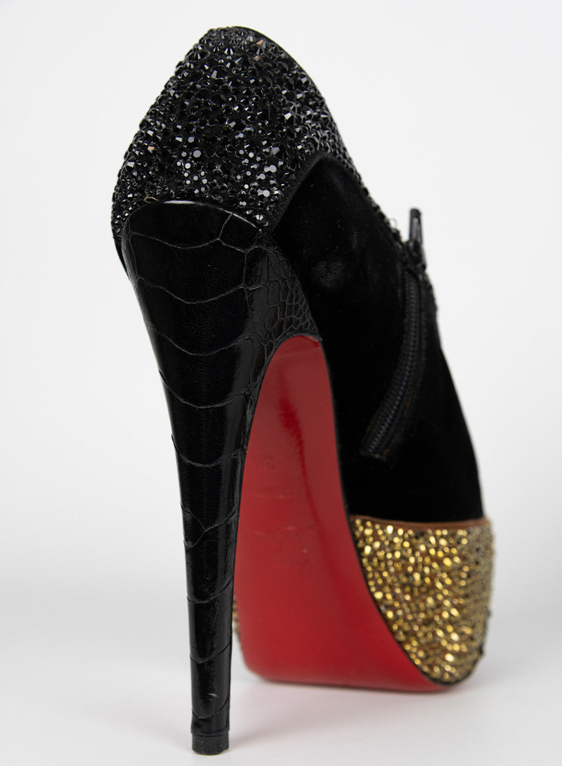 Christian Louboutin Black Décolléte Shoes with Swarovski Crystals - Size 36 | Luxury Women's Heels for Evening Parties & Special Occasions