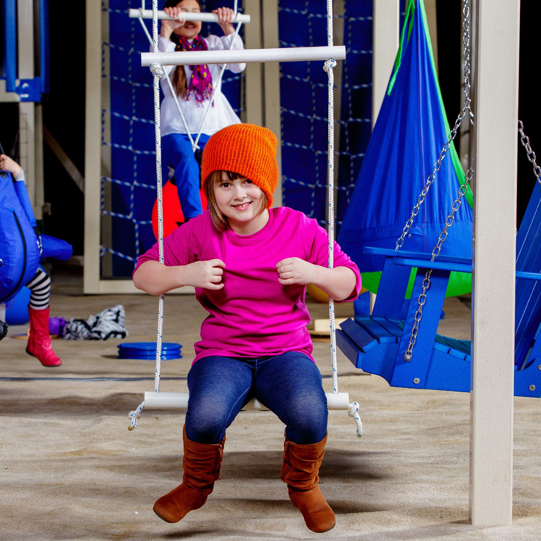 Adjustable Double Trapeze Bar Swing for Kids with Special Needs - Sensory Integration Therapy Equipment for Autism, ADHD & Low Muscle Tone - Indoor/Outdoor Play for Climbing, Swinging & Sitting - Ages 4+ (Great for Backyards, Playrooms & Therapy Centers)