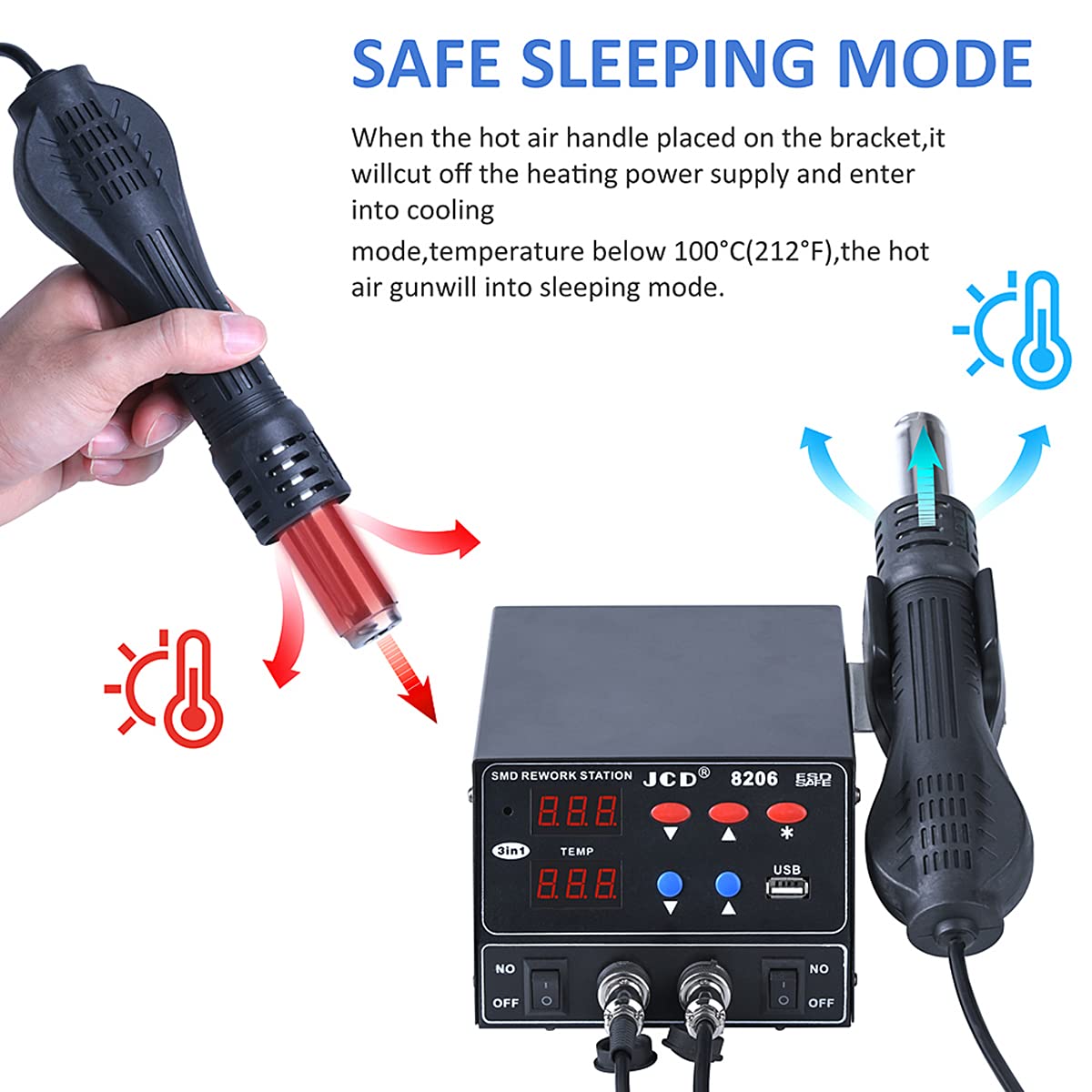 Professional 3-in-1 Soldering Station with Hot Air Gun & Soldering Iron - 220V Adjustable Temperature Digital Dual Display for Electronics Repair, PCB Rework, and DIY Projects