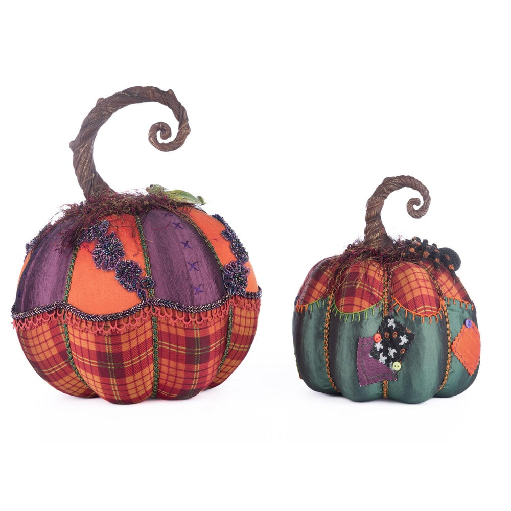 Katherine's Collection Broomstick Acres Pumpkins Set of 2 - Fall Home Decor for Thanksgiving, Halloween & Autumn Table Centerpieces