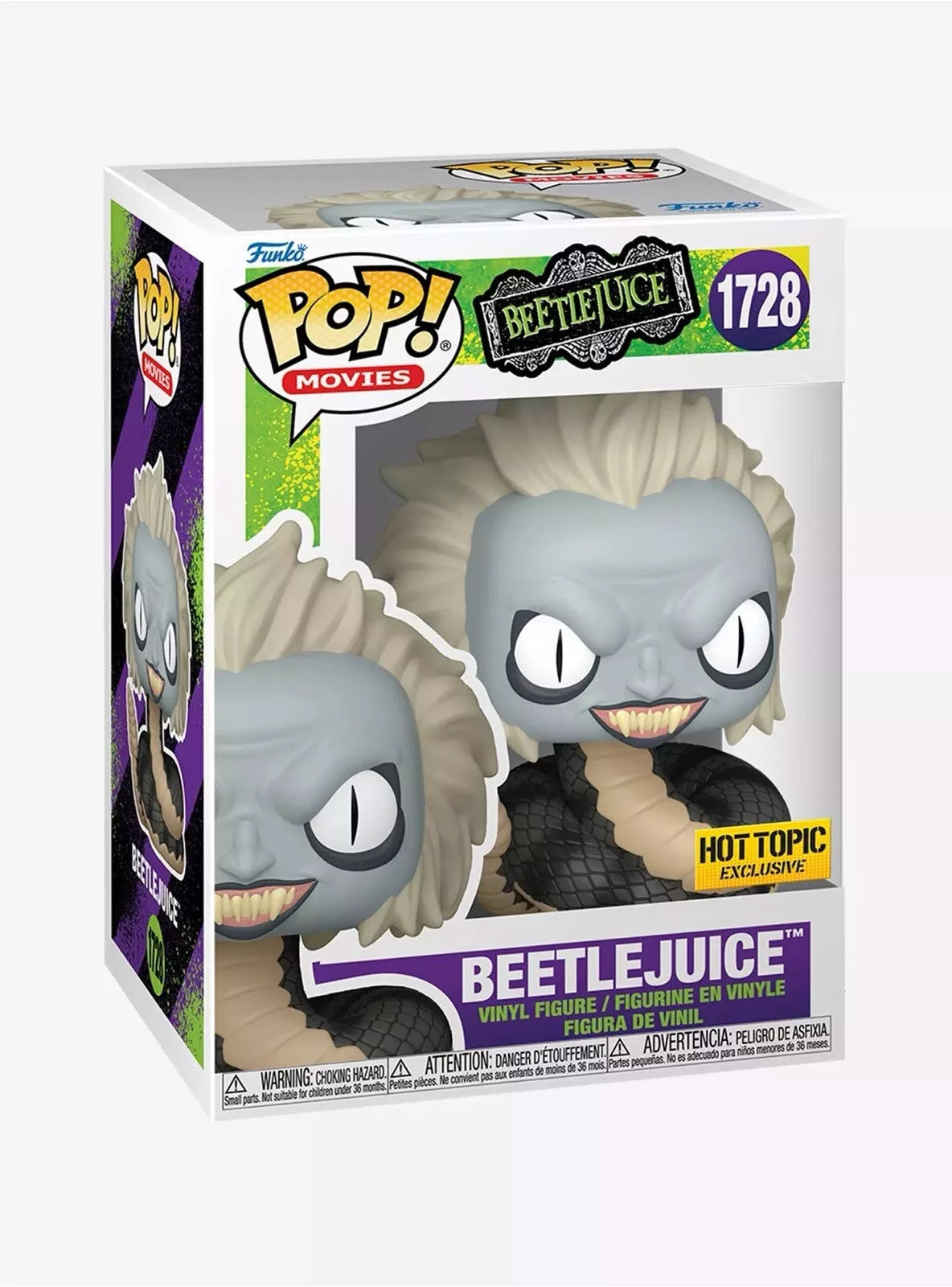 Funko Pop! Movies: Beetlejuice Vinyl Figure #1728 - Hot Topic Exclusive Collectible - Perfect for Horror Fans & Movie Memorabilia Displays