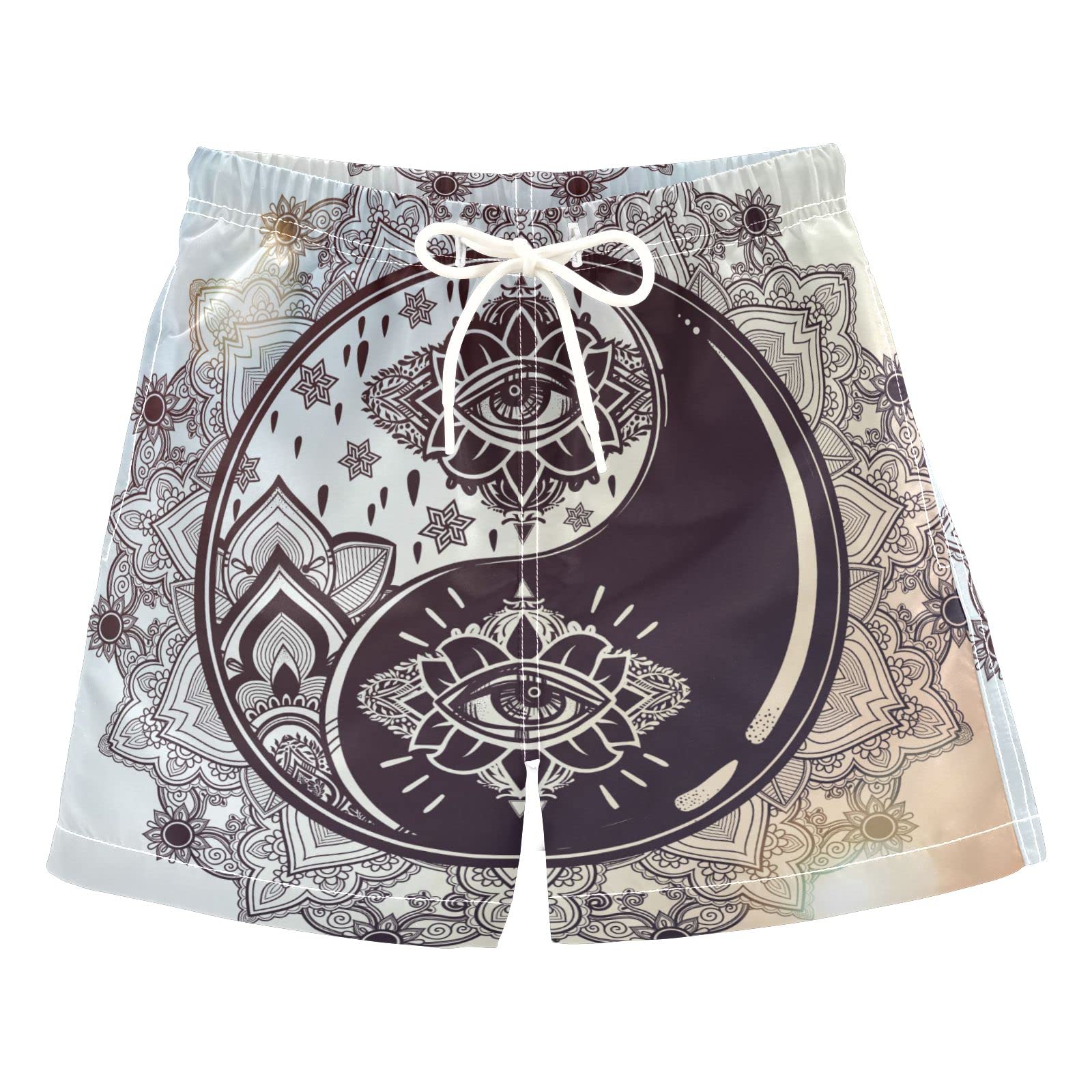Boys' Yin Yang Floral Swim Trunks for Toddlers 2-8 Years - Quick Dry Bathing Suits for Kids | Beach, Pool & Summer Water Play