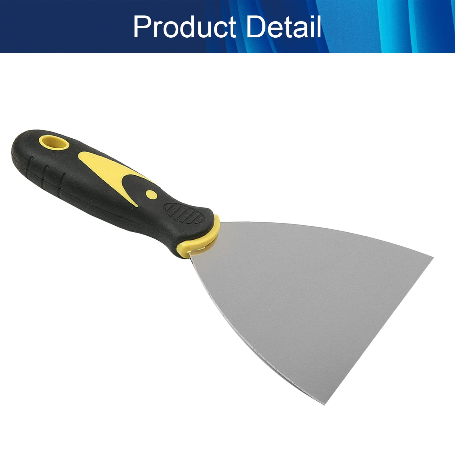 1Pcs 125mm Flexible Plastic Putty Knife - CrV Steel Blade for Window Glass, Slant Edge & Grill Scraper | DIY Home Repair, Painting & Wall Patching Tool (Aicosineg)
