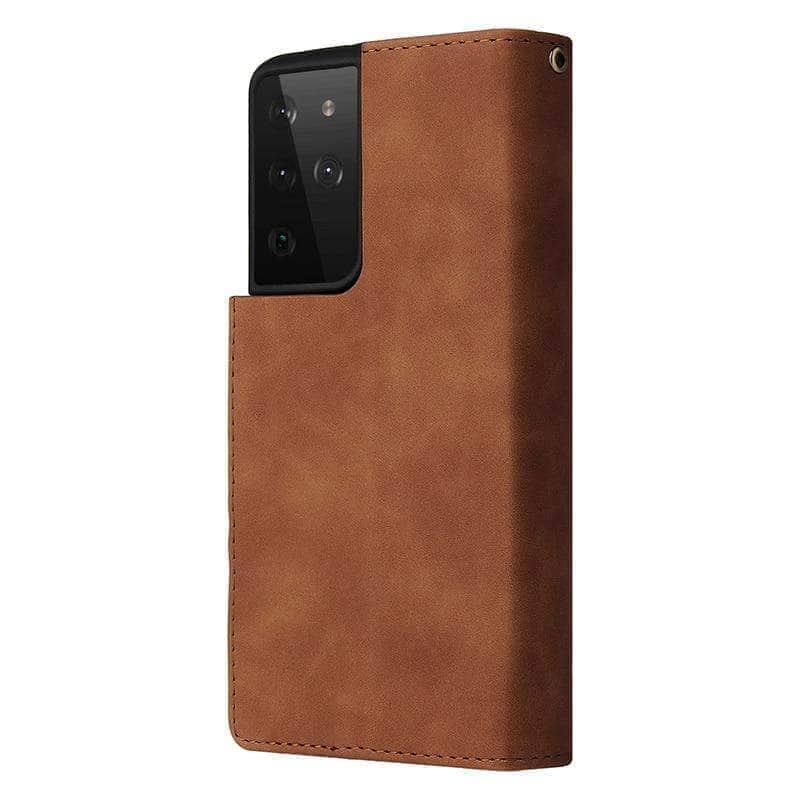 Samsung Galaxy S21 Leather Wallet Case with Zipper - Stylish & Protective Phone Cover for Everyday Use, Travel, and Business