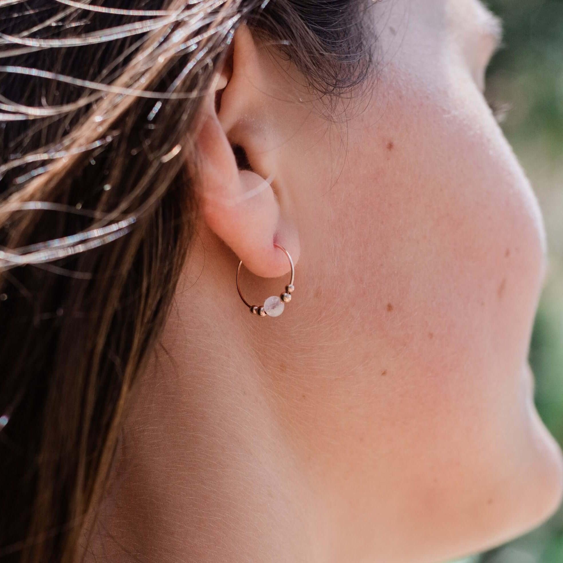 Rainbow Moonstone Beaded Hoop Earrings - Dainty & Elegant Jewelry for Women, Perfect for Everyday Wear, Parties & Special Occasions