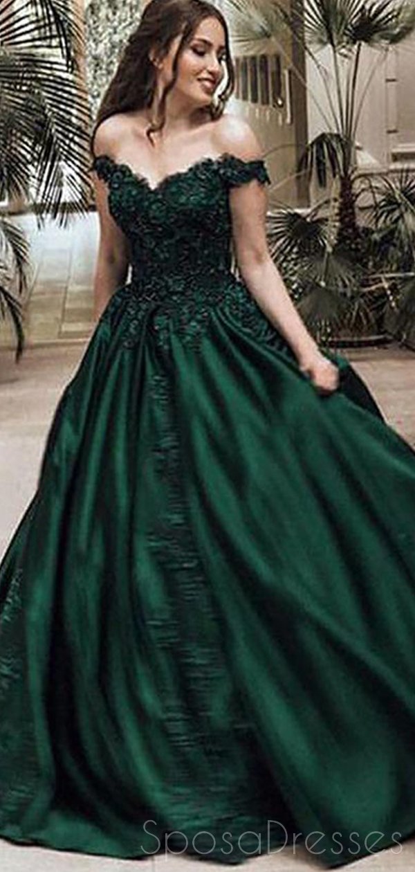 Elegant Off Shoulder Dark Green A-Line Long Evening Prom Dress for Women | Sweet 16 Dresses | Formal Gown for Homecoming, Prom Night & Special Occasions