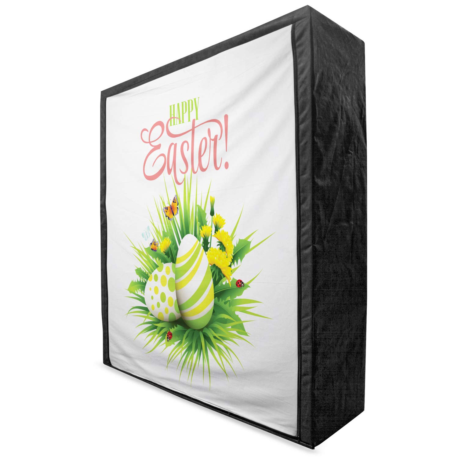 Ambesonne Easter Portable Fabric Wardrobe - Spring Floral with Ladybugs & Butterflies Design, 59 Inch Closet Organizer with Shelves for Clothing Storage | Perfect for Seasonal Decor, Kids Room & Guest Room Organization