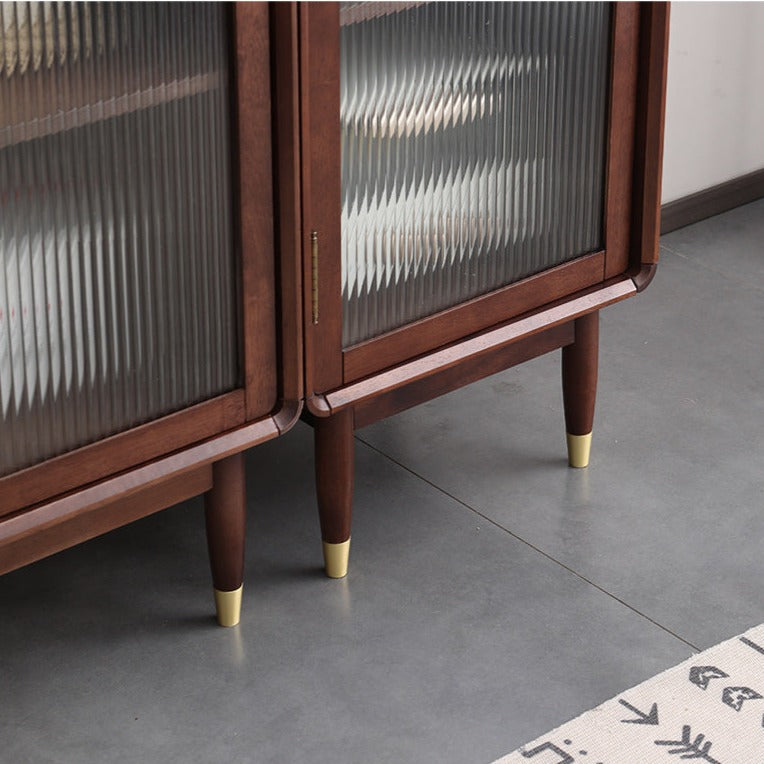 Premium Swedish Glass Display Solid Wood Wine Cabinet - Elegant Storage for Wine Bottles, Glasses & Bar Accessories - Perfect for Dining Room, Bar or Home Decor